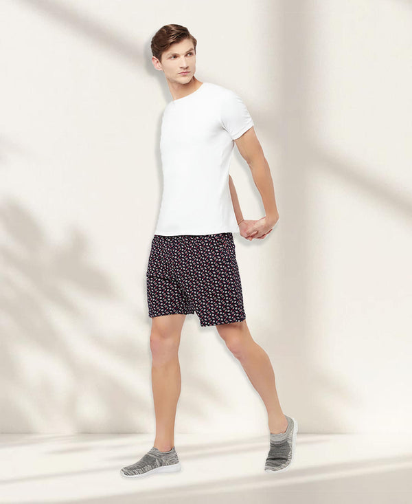 T.T. Men Cool Printed Shorts Pack Of 1 Black