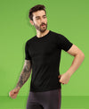 T.T. Men Slim Fit Poly Jersey Round Neck Half Sleeve T-Shirt Black