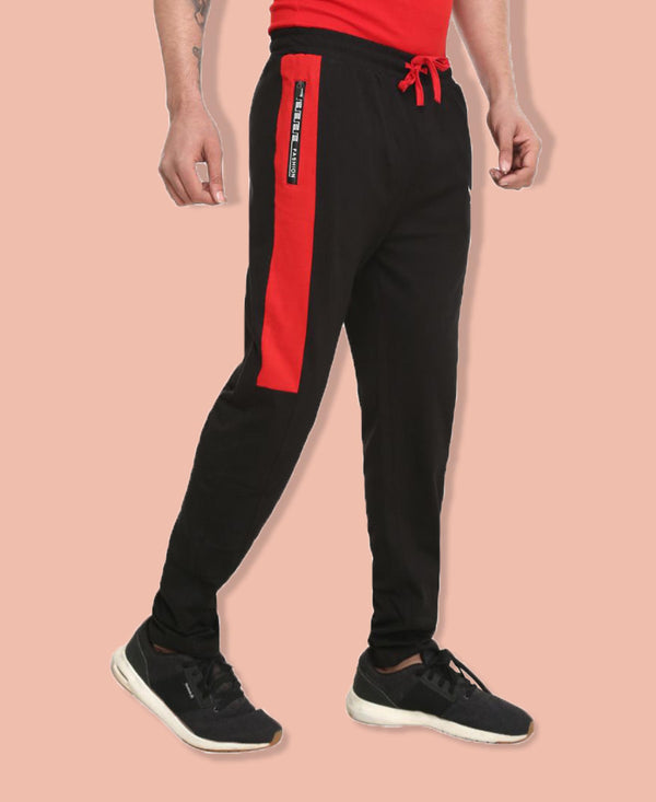 HiFlyers Mens Black-Red Trackpants
