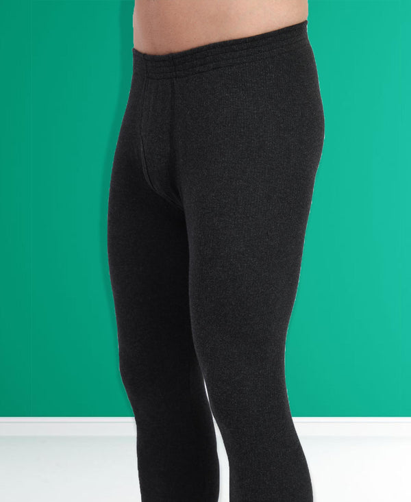T.T. Men Regular Fit Cotton Rich With Elastomeric Finish Thermal Trouser Pack Of 3-Black