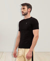 T.T. Men Slim Fit 100% Cotton Cool Round Neck Half Sleev Solid Tshirt Black