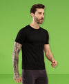 T.T. Men Slim Fit Poly Jersey Round Neck Half Sleeve T-Shirt Black