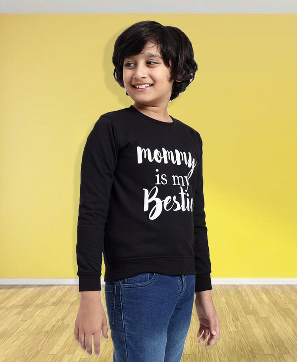 HiFlyers Boys Regular Fit | Premium Cotton Fleece |Full Sleeves|Round Neck|Trendy Winter Wear| Sweatshirts For Boys And Girls -Black