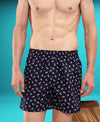 HiFlyers Men Regular Fit Printed Super Combed Cotton Woven Boxer Short Pack Of 1 Blue
