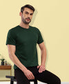 T.T. Men Eco Friendly (Cotton Rich) Recycled Fabric Solid Round Neck Regular Fit Bottle Green
