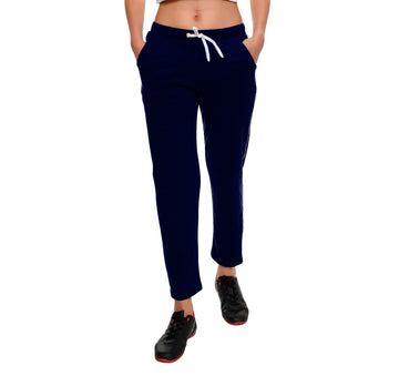 T.T. Women 100% Cotton Interlock Fabric Navy Blue Track Pant