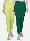 T.T. Women Solid Chudidar Cotton Lycra Cool Leggings -Light Lemon - RAMA GREEN( Free Size)