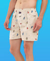 HiFlyers Men Regular Fit Printed Super Combed Cotton Woven Boxer Short Pack Of 1 Cream