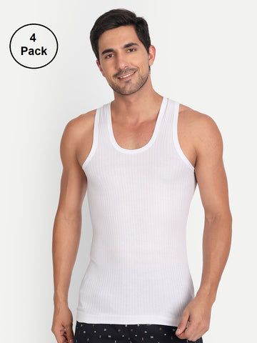 T.T. Men Jazz Parker  100% Cotton Vest (Pack Of 4)