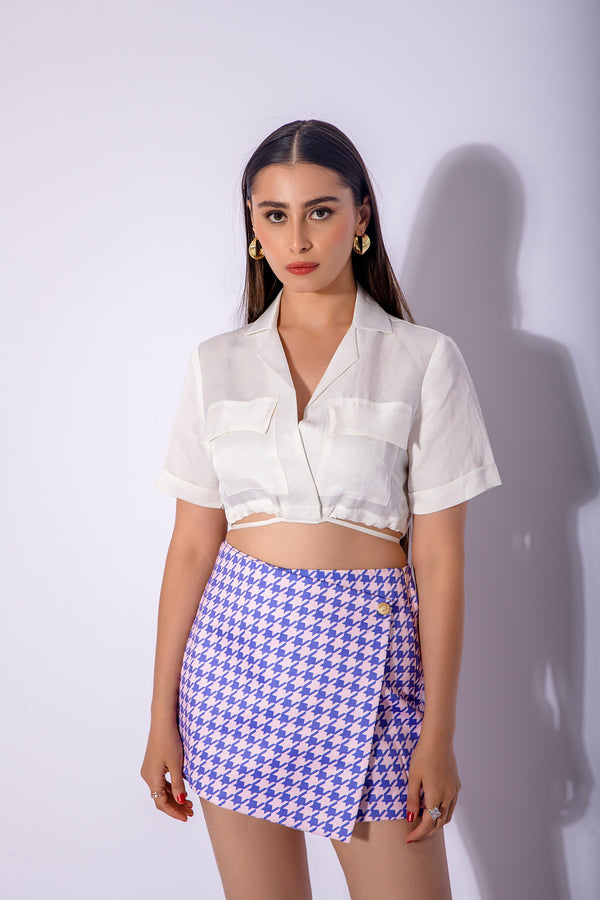 Lilac houndstooth skort