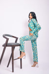 Garden Party Turquoise Printed 3 Piece Co Ord Set (Combo)