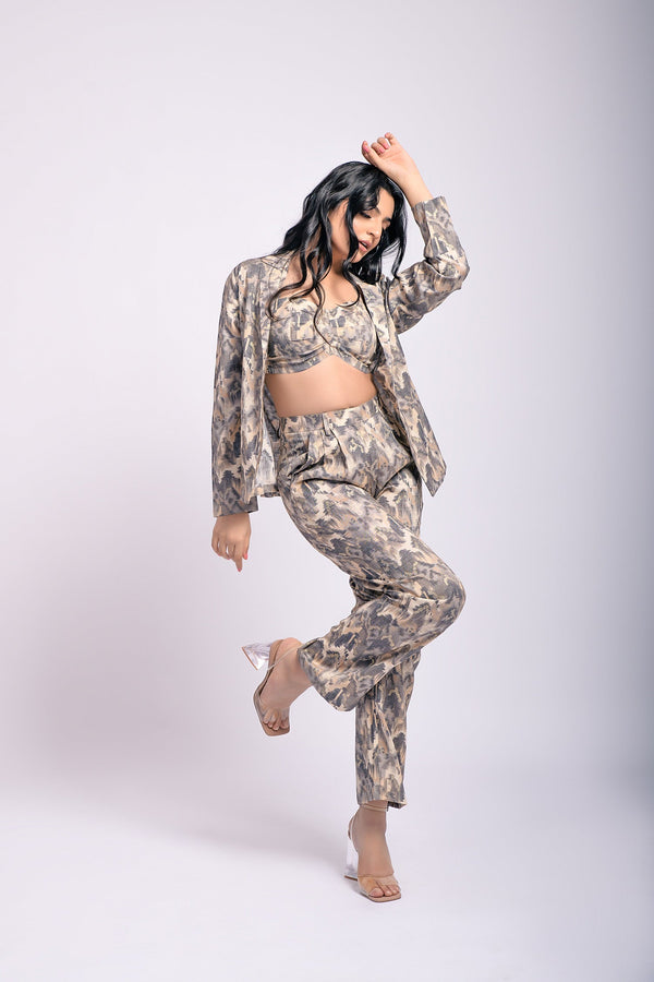 Gray printed 3 piece cord