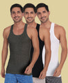 T.T. Men Desire Derby Premium Vest -Black White: Anthra (Pack Of 3)