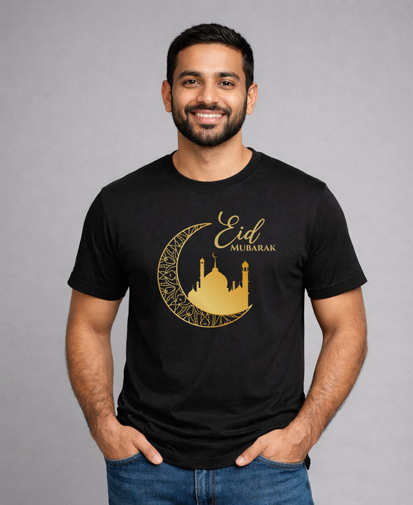 T.T. Men|Eid Special Printed Tees|Round Neck|Half Sleeves|Cotton Blended Tees For Men|Regular Fit|(Non Returnable/ Non Exchangeable Item)|Black
