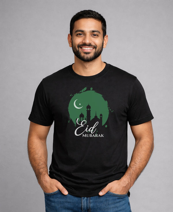 T.T. Men|Eid Special Printed Tees|Round Neck|Half Sleeves|Cotton Blended Tees For Men|Regular Fit|(Non Returnable/ Non Exchangeable Item)|Black
