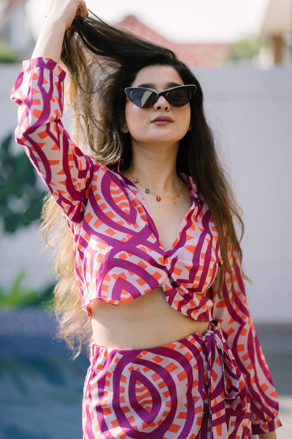 Garden Party Magenta Printed Co Ord Set (Combo)