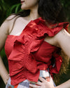 Scarlet bloom ruffle cotton top