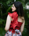 Scarlet bloom ruffle cotton top
