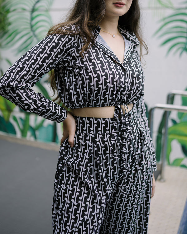 Garden Party Black Printed Co Ord Set (Combo)