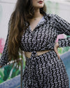 Black printed co ord set