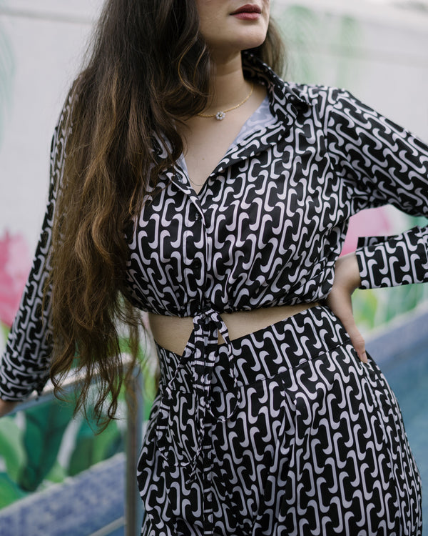 Black printed co ord set