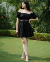 Garden Party Black Off Shoulder Dress