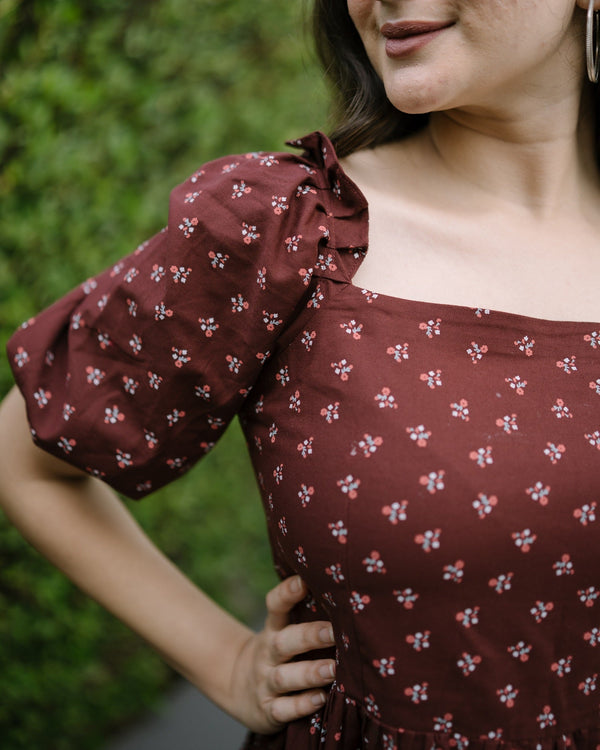 Brown floral dress