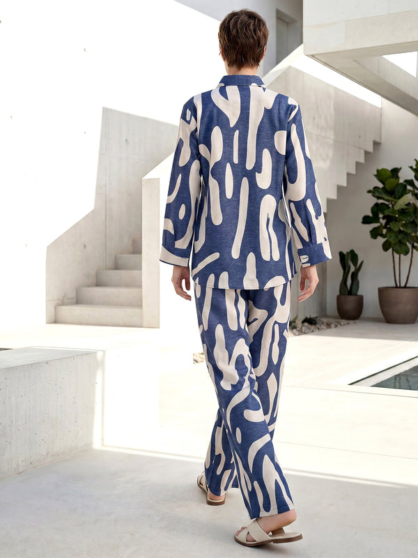 Blue abstract flow co ord
