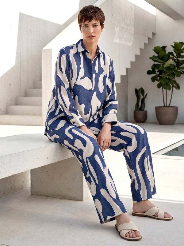 Blue abstract flow co ord