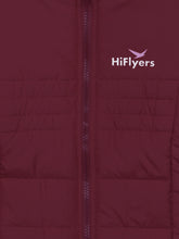 HiFlyers Girls Regular Fit | Polyster |Fluffy Full Sleeves |Quilted Insulation|High Neck Stand Collar|Zipper Jacket -Maroon