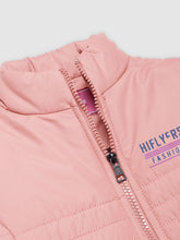 HiFlyers Girls Regular Fit | Polyster |Fluffy Full Sleeves |Quilted Insulation|High Neck Stand Collar|Zipper Jacket -Pink