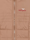 HiFlyers Girls Regular Fit | Polyster |Fluffy Full Sleeves |Quilted Insulation|High Neck Stand Collar|Zipper Jacket -Blush