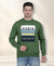 HiFlyers Mens Green Slim Fit Printed Round Neck Sweatshirt