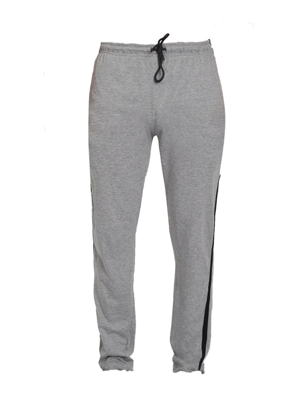 T.T. Cool Men Grey Side Striped Detail Cotton Track Pants