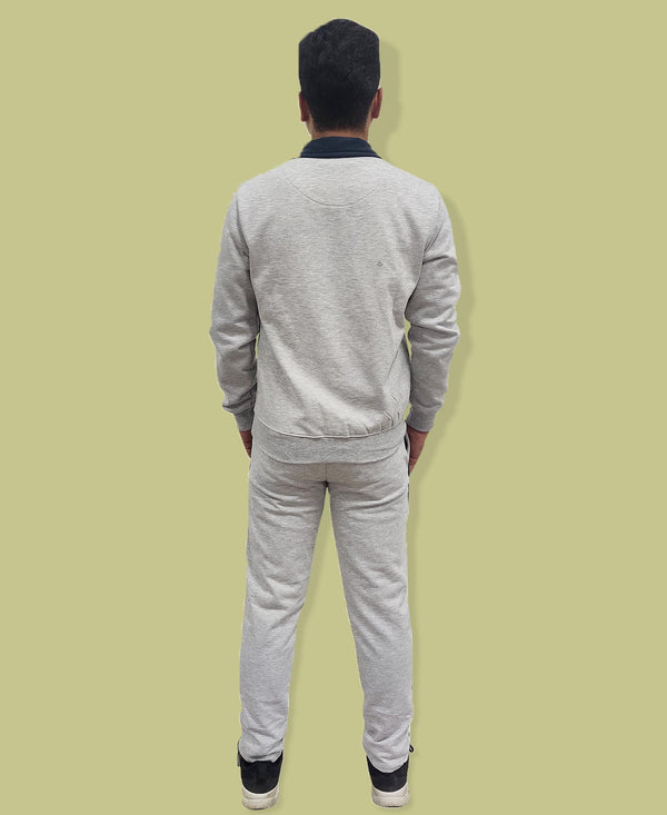 HiFlyers Mens Grey Regular FitSolid Fleece Tracksuit
