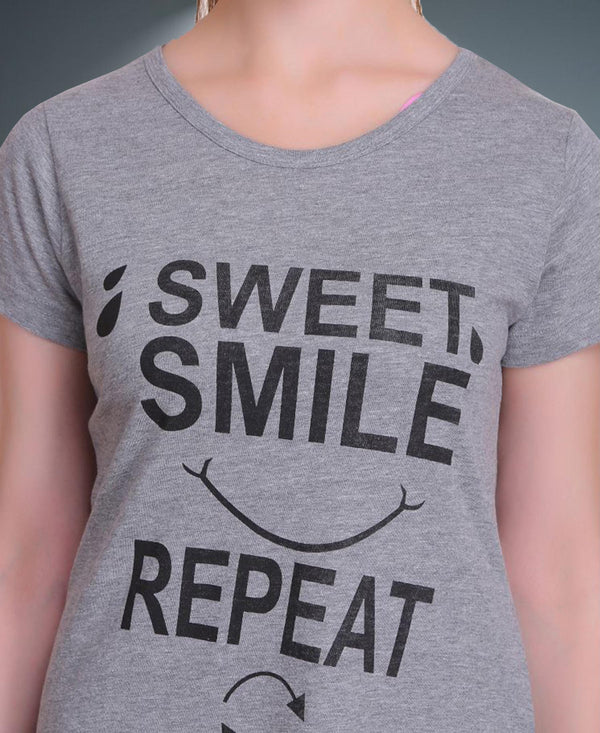 T.T. Women Half Sleeves 3/4Th Gown - Grey