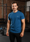 HiFlyers Men Slim Fit Solid Premium Rn Tshirts Deep Atlantic