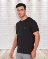 HiFlyers Men Slim Fit Solid Premium Rn Tshirts Black
