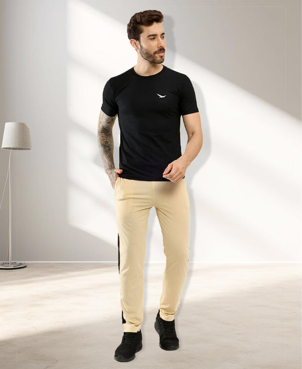 HiFlyers Men Regular Fit Polyster Pique Round Neck Half Sleev Tshirt Black