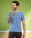 HiFlyers Men Regular Fit Polyster Pique Round Neck Half Sleev Tshirt Blue