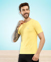 HiFlyers Men Regular Fit Polyster Pique Round Neck Half Sleev Tshirt Lemon