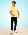 HiFlyers Men Regular Fit Polyster Pique Round Neck Half Sleev Tshirt Lemon