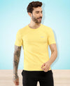 HiFlyers Men Regular Fit Polyster Pique Round Neck Half Sleev Tshirt Lemon