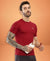 HiFlyers Men Regular Fit Polyster Pique Round Neck Half Sleev Tshirt Maroon