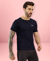 HiFlyers Men Regular Fit Polyster Pique Round Neck Half Sleev Tshirt Navy