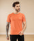 HiFlyers Men Regular Fit Polyster Pique Round Neck Half Sleev Tshirt Orange