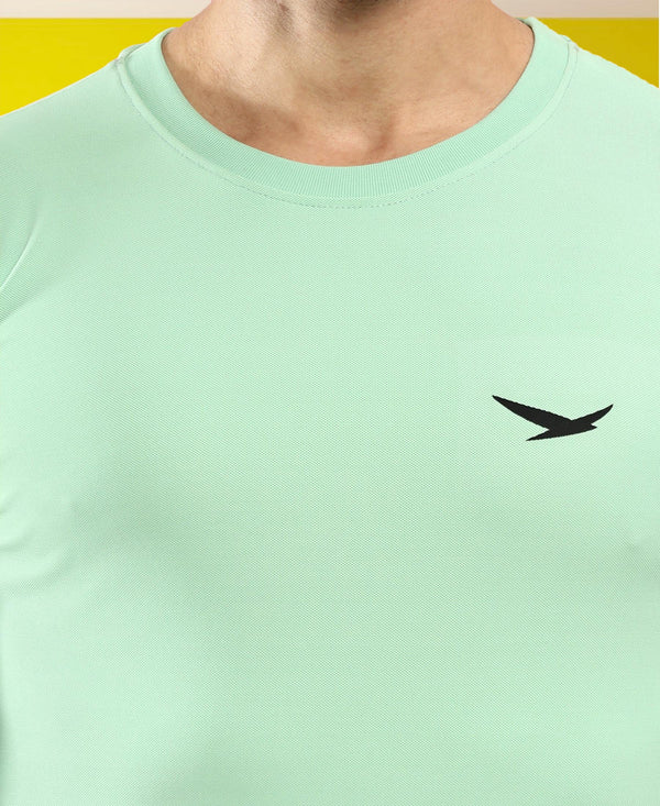 HiFlyers Men Regular Fit Polyster Pique Round Neck Half Sleev Tshirt Pista