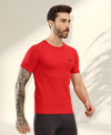 HiFlyers Men Regular Fit Polyster Pique Round Neck Half Sleev Tshirt Red