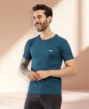 HiFlyers Men Regular Fit Polyster Pique Round Neck Half Sleev Tshirt Teal Blue