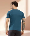 HiFlyers Men Regular Fit Polyster Pique Round Neck Half Sleev Tshirt Teal Blue